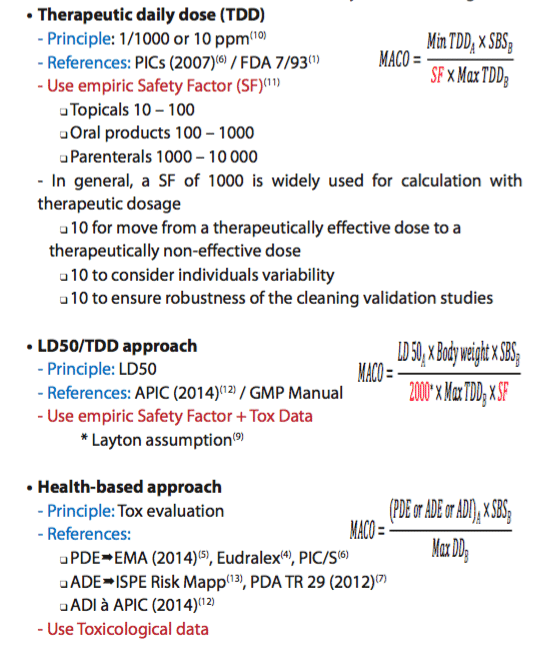 “Healthbased approach” implementation for setting limits in cleaning